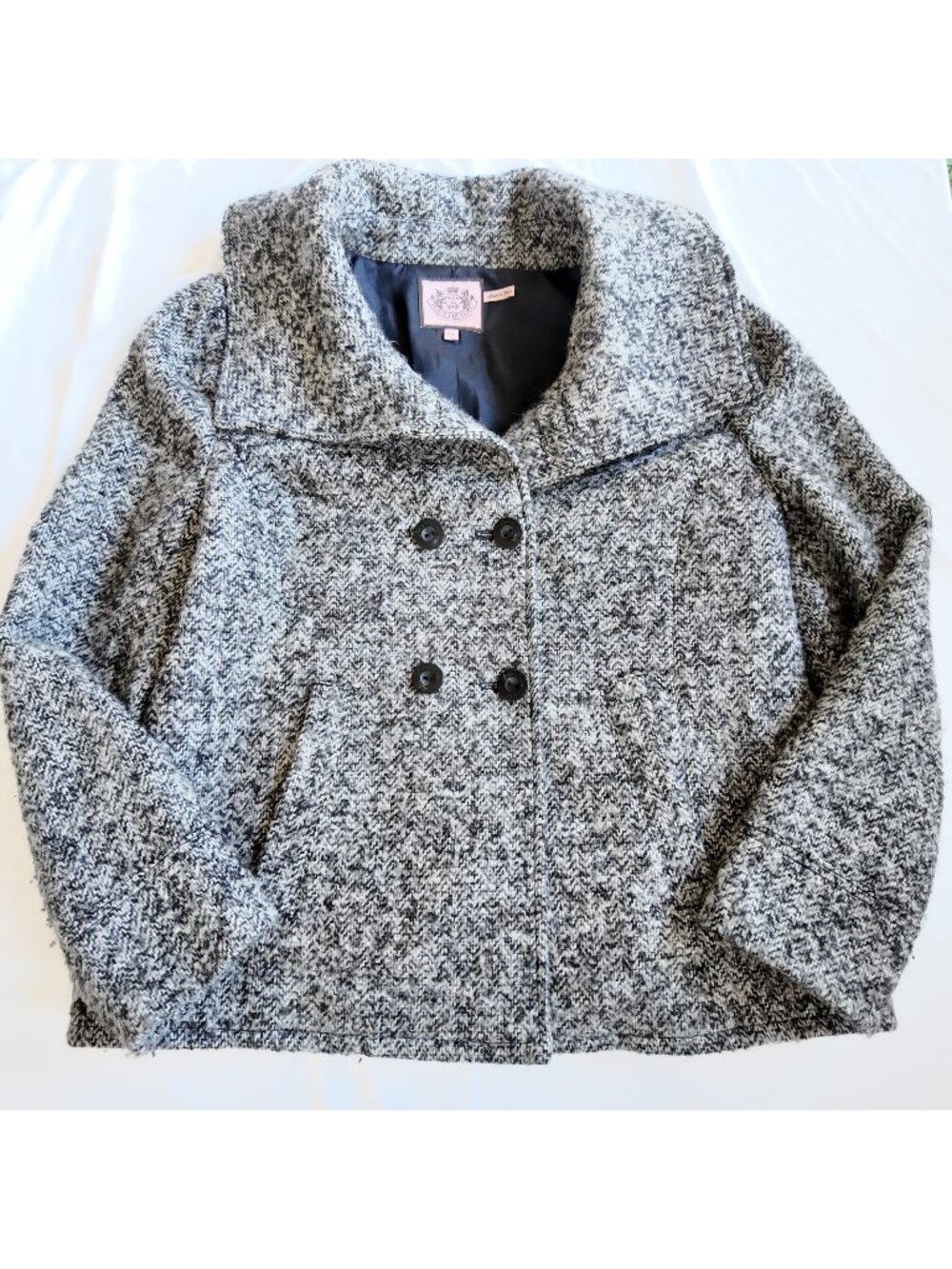 Vintage Juicy Couture Pea Coat Gray Y2K Twee size XL